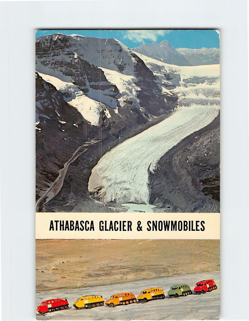 Postcard Athabasca Glacier & Snowmobiles Columbia Icefield Alberta Canada