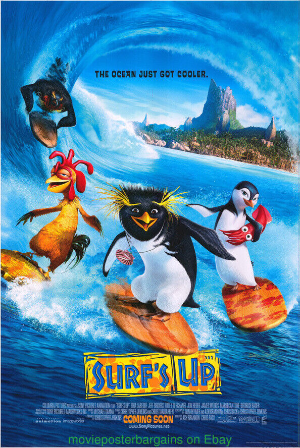 SURF'S UP MOVIE POSTER ORIGINAL 27x40 DS Final 2007 SURFING ANIMATION FLICK