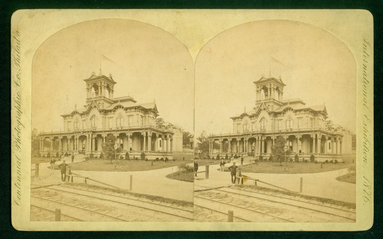 b190, Centennial Photo. Stereoview, # -, New York State Building, 1876 Expo