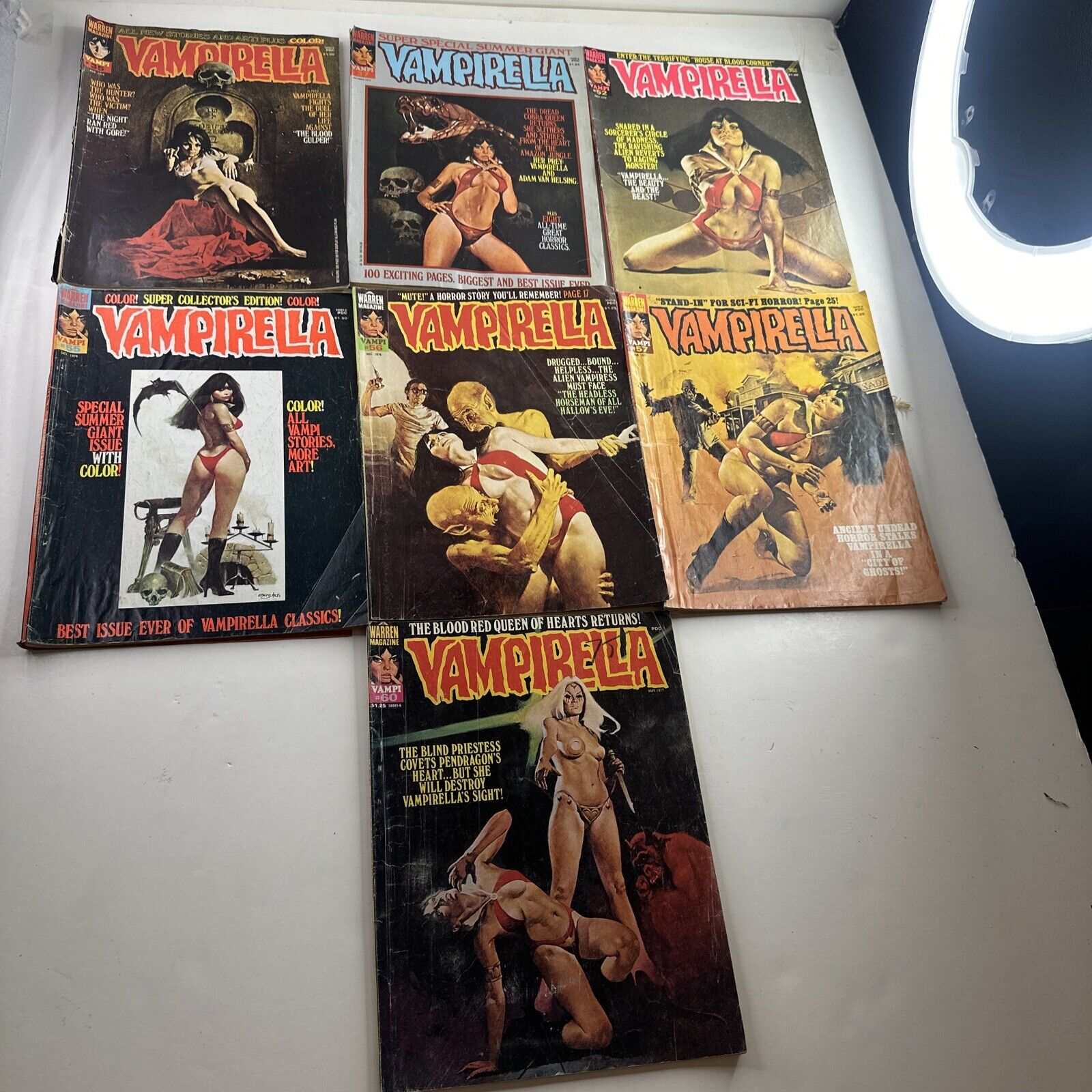 VAMPIRELLA LOT OF 7 # 35,37,52,55,56,57,and 60 comic Warren Magazine