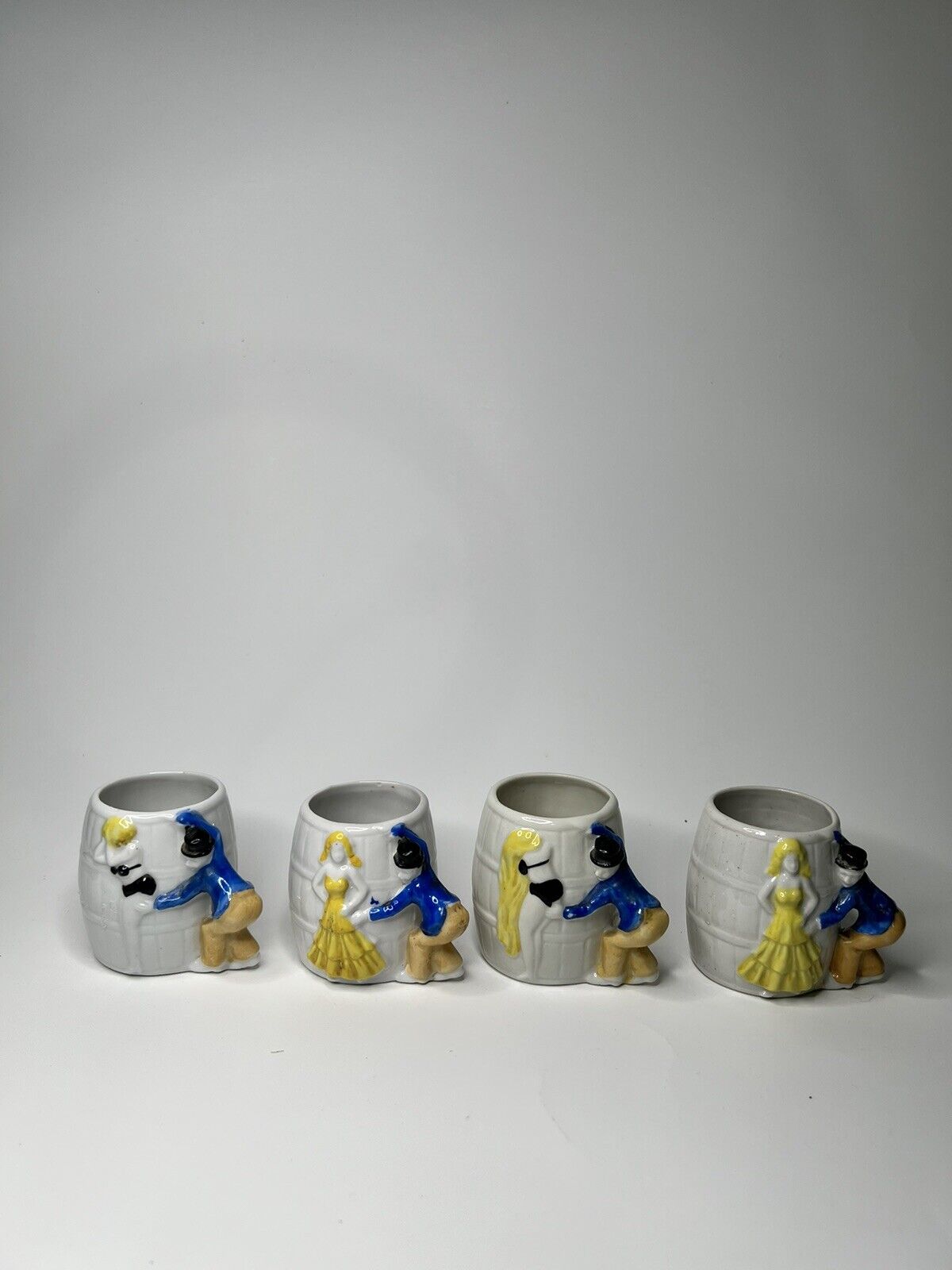 Vintage Set of 4 Risqué Ceramic 2.5“ Shot Glasses - Made In Occupied Japan