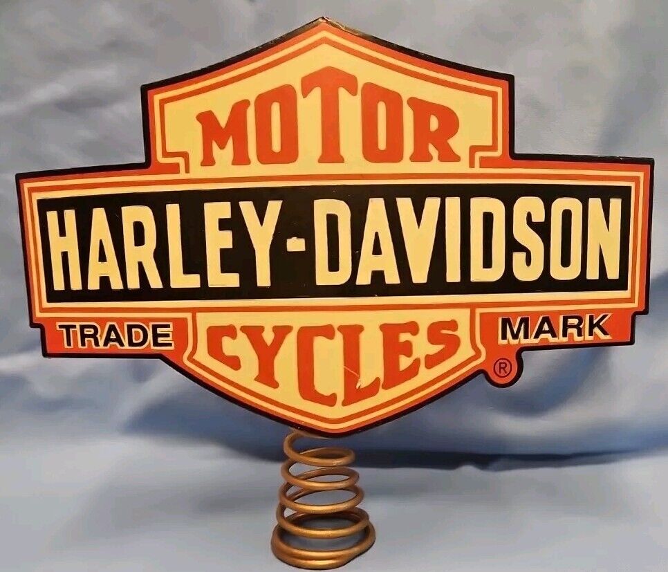 Rare Harley Davidson Vintage Bar And Shield Tree Topper 2007 Heavy Tin With Box