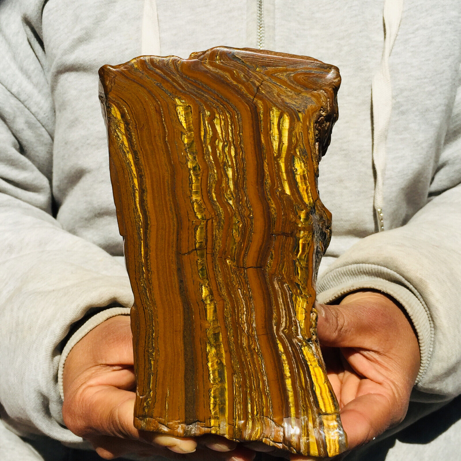 1895g Large Natural Gold Tiger's Eye Quartz Crystal Rough Mineral Specimen Reiki