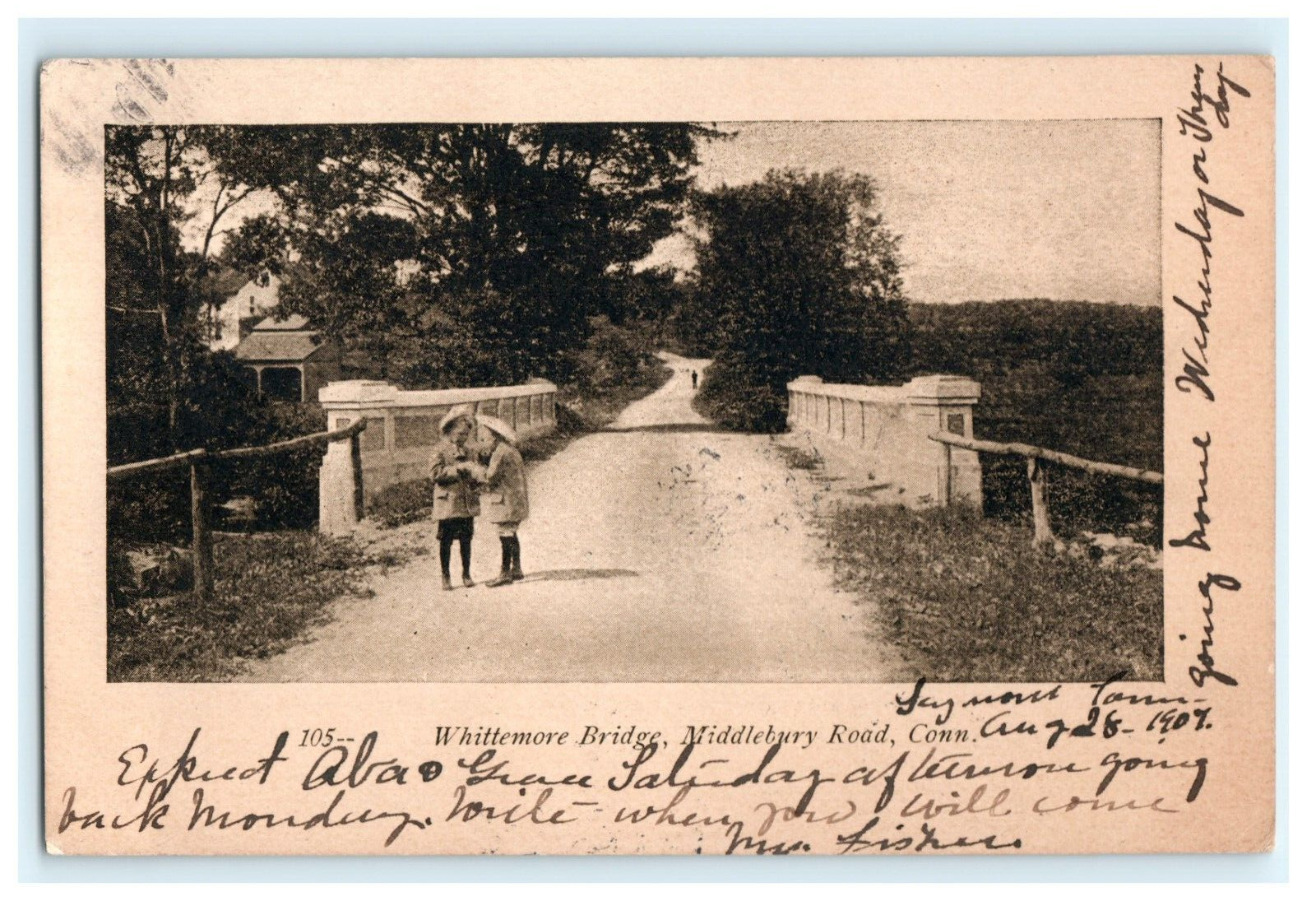 1907 Whittemore Bridge Middlebury Road CT Posted Children Street View