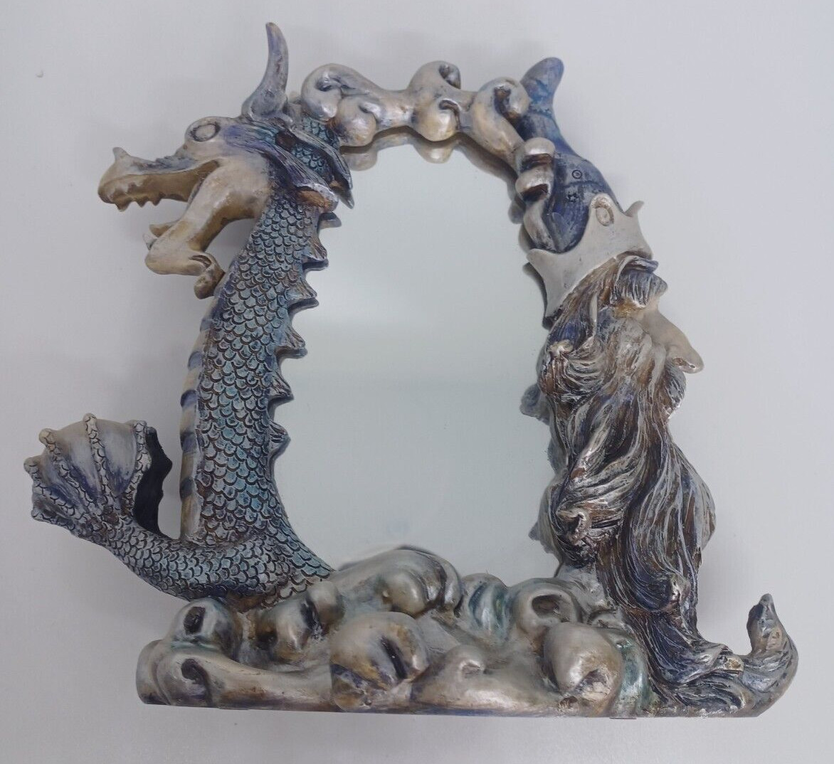 Collectors Vintage VANDOR 1998 Sorcerer Wizard Dragon Mirror Blue Grey