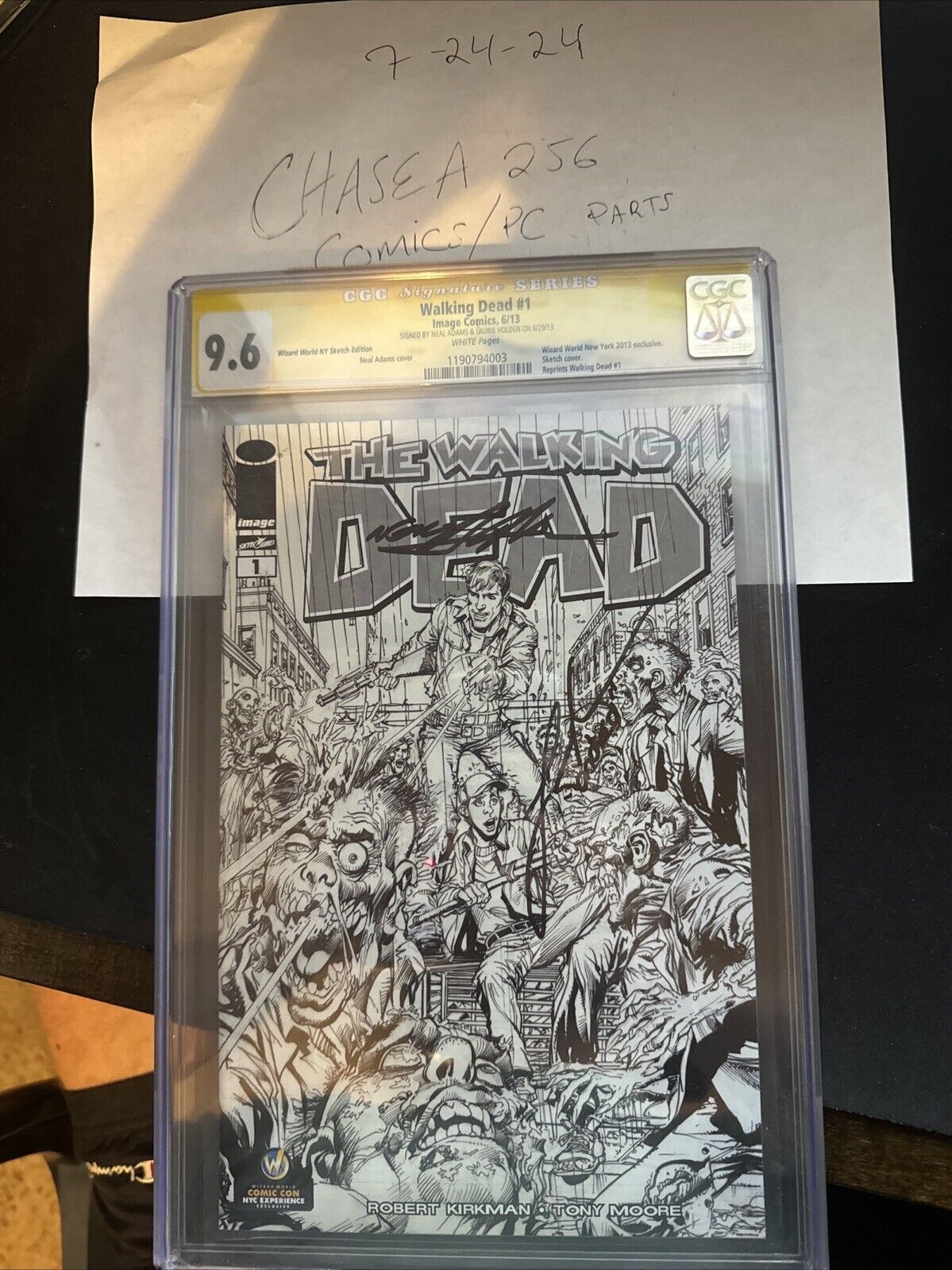 The Walking Dead #1 Sketch Variant Signed By Neal Adams & Laurie Holden WHITE Pg