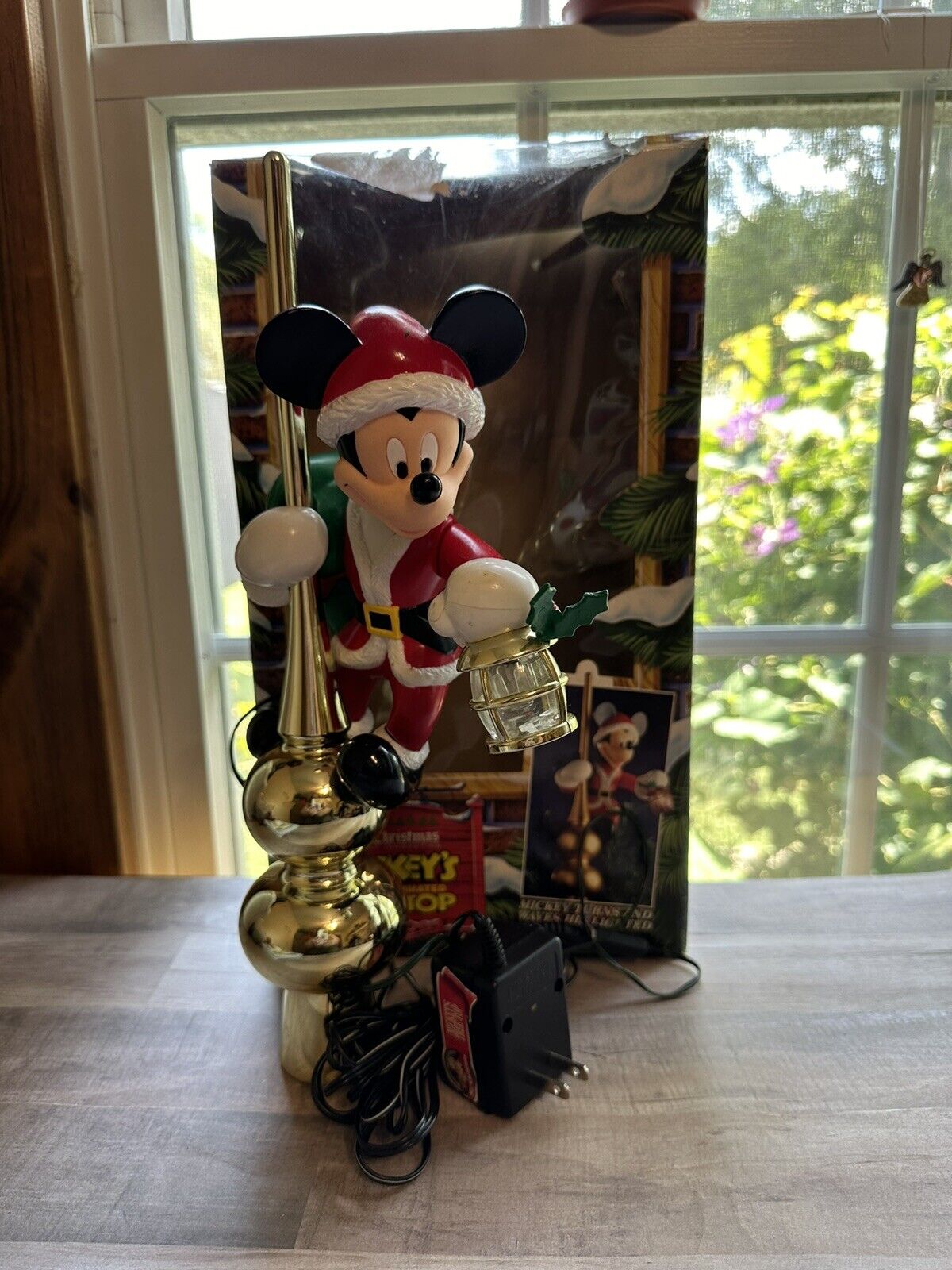 Mr Christmas Disney Mickey Mouse Santa Animated Lighted Tree Topper 1990s Works