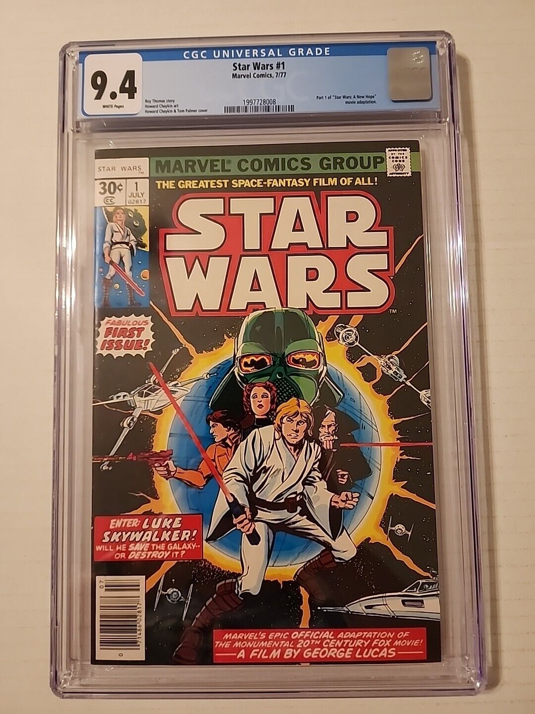 STAR WARS #1 CGC  9.4 White Pages 1977 Newsstand 1st printing Marvel Comics