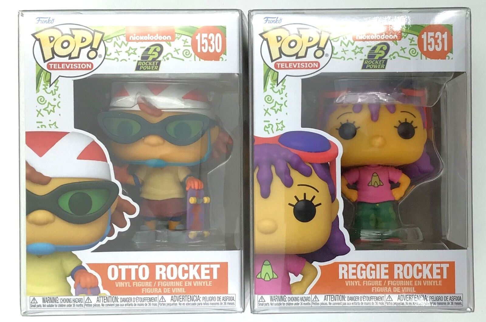 Funko Pop Rocket Power Otto Rocket & Reggie Rocket Set of 2 with Protectors