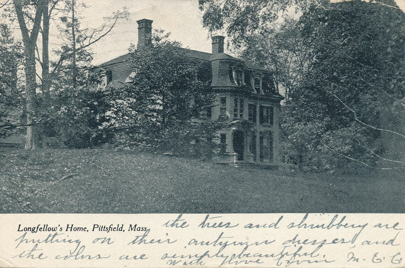 PITTSFIELD MA - Longfellow's Home - 1907