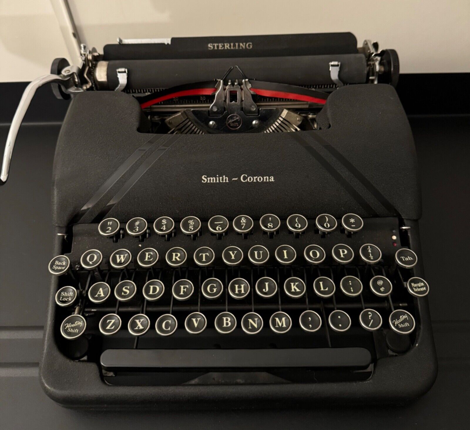 Vintage Black 1947 Smith-Corona Sterling Typewriter SERVICED With NEW RIBBON