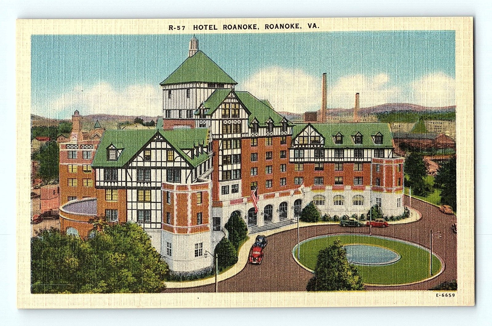 Hotel Roanoke Roanoke Virginia Vintage White Border Postcard E1