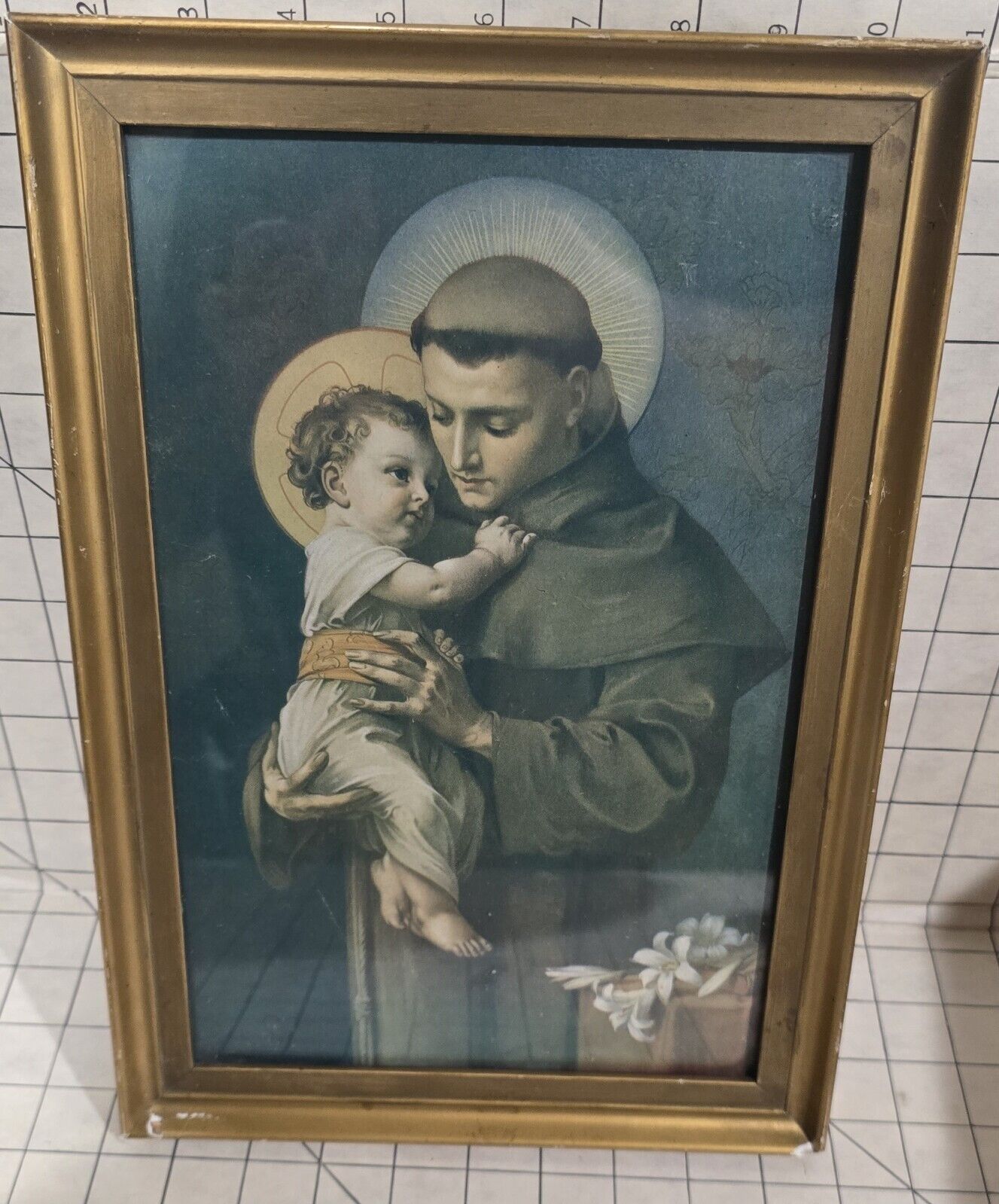 Vintage Saint Anthony & Baby Jesus Framed Print/Catholic Religious Spiritual