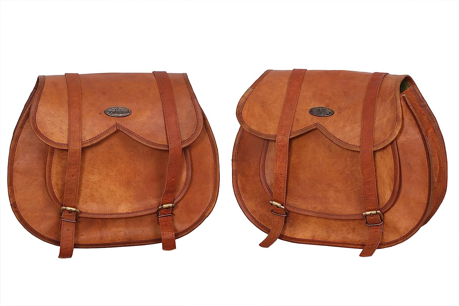 Motorcycle Side Pouch Brown Leather Side Pouch Saddlebags Saddle Panniers (2 Bag
