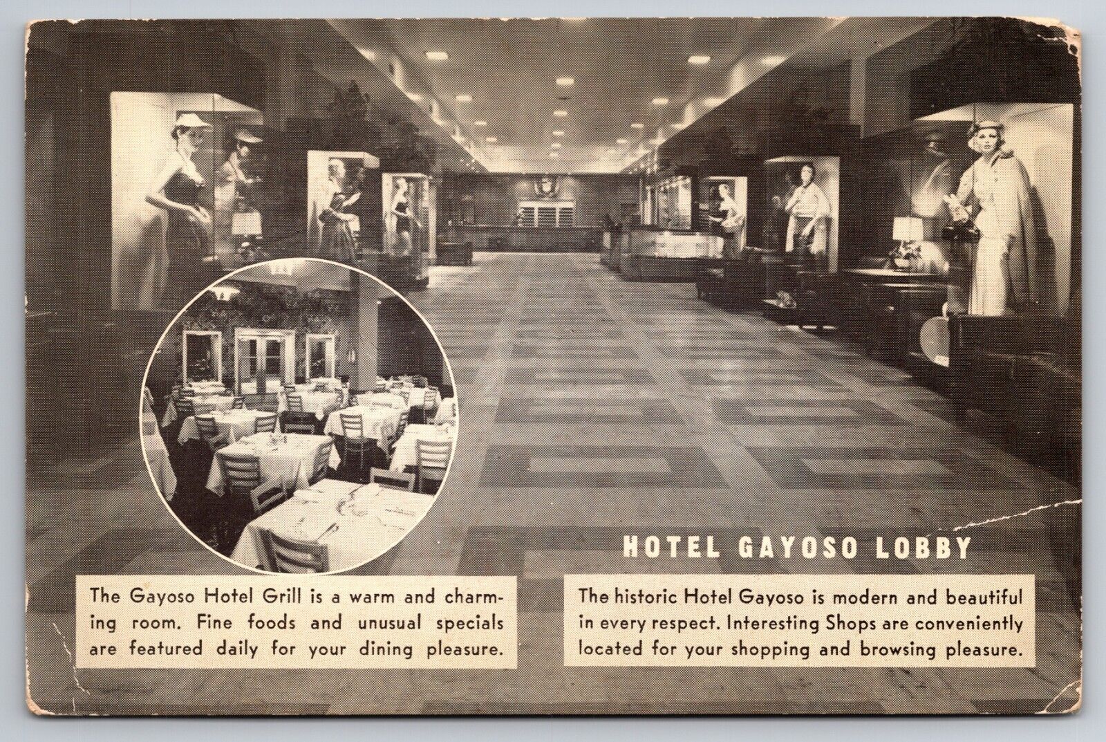 Hotel Gayoso Lobby Memphis Tennessee TN c1950 Postcard
