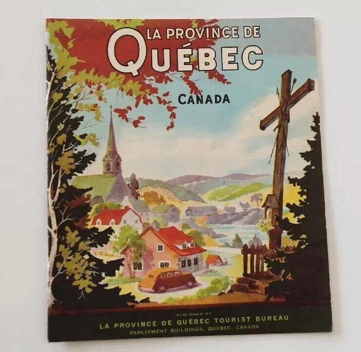 VINTAGE 1940'S QUEBEC CANADA TOURIST TRAVEL GUIDE BOOK NICE LITHO COVERS