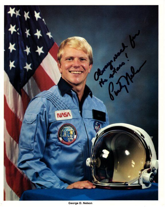 GEORGE D. NELSON signed 8x10 NASA ASTRONAUT litho photo GREAT CONTENT