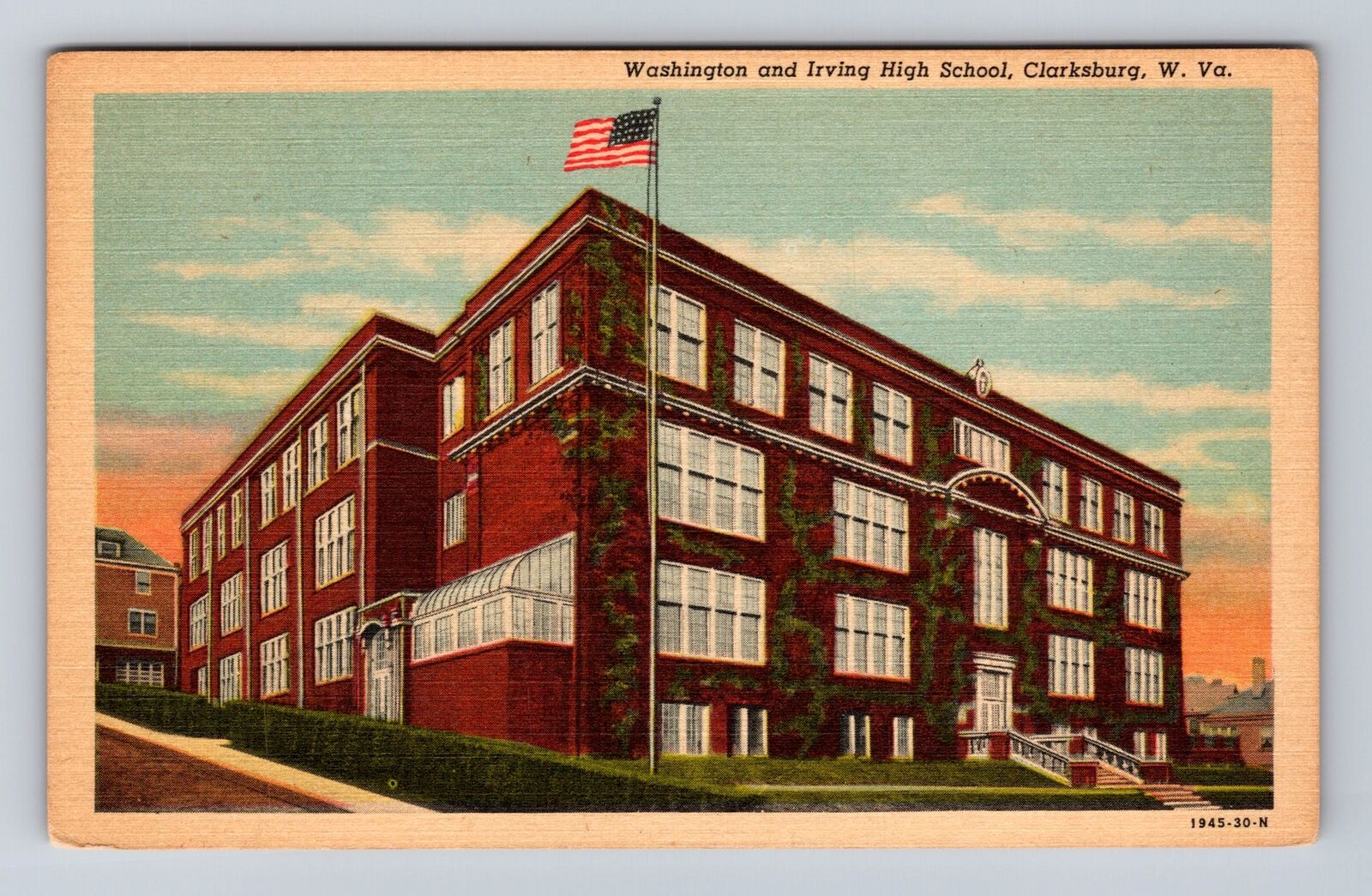 Clarksburg WV-West Virginia, Washington And Irving High School Vintage Postcard