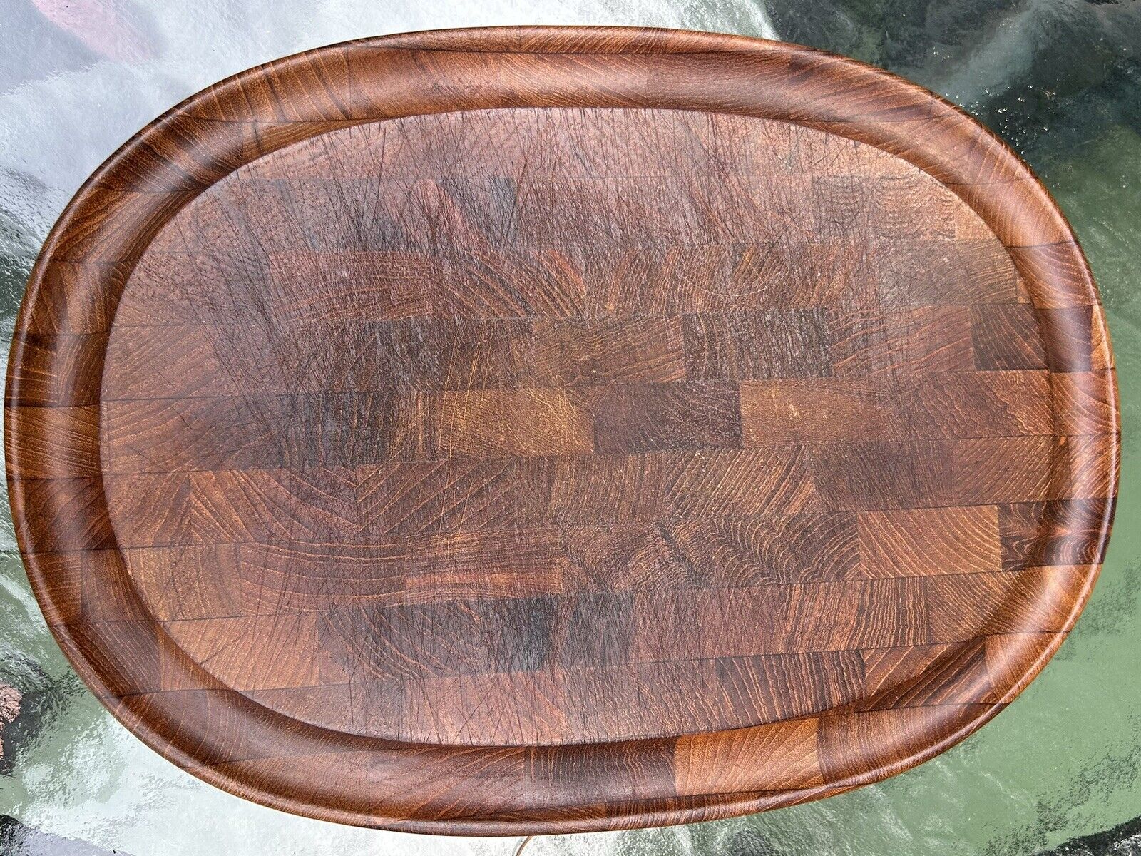 Vintage Digsmed Denmark Footed Teak Meat Serving Cutting Board Tray, 10x14.