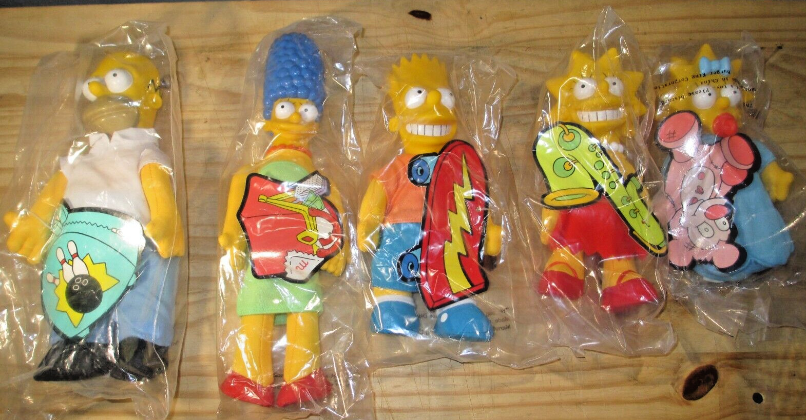 The SIMPSONS 1990 BURGER KING DOLLS Full Set **SEALED** With Receipt & Bag