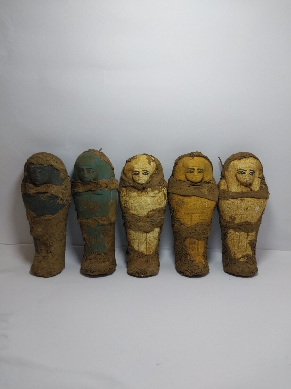 RARE ANCIENT EGYPTIAN ANTIQUE 5 Ushabti Work Servant Minions Crazy Antique