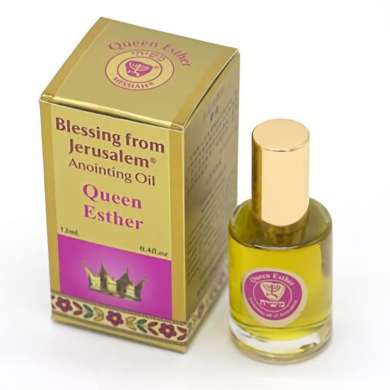 Gold Anointing Holy Oil Queen Esther Bottle 12 ml / 0.4 fl.oz. from Jerusalem