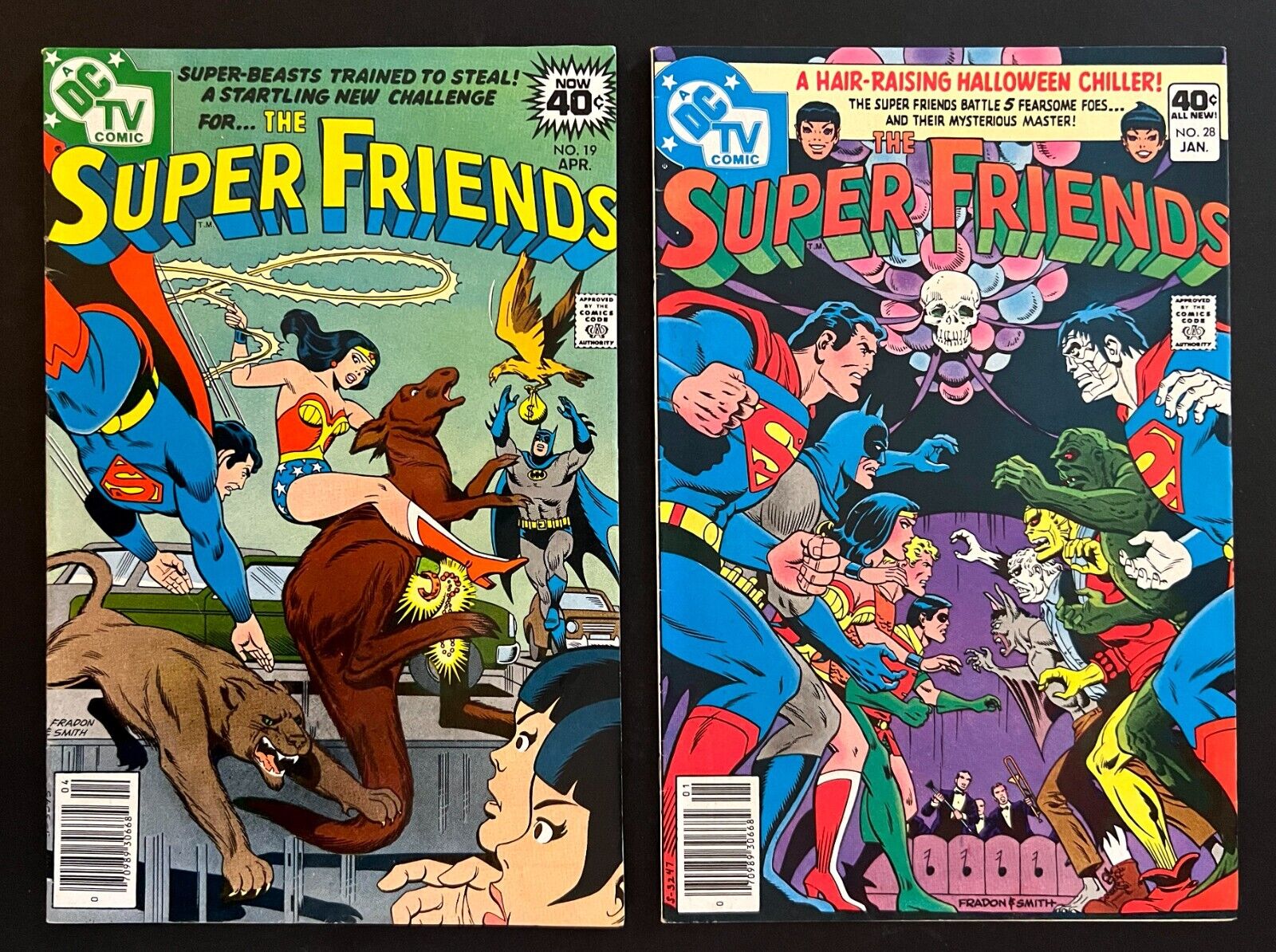 *Super Friends* #19, 28 Superman Batman Halloween Ramona Fradon Art DC 1979-80