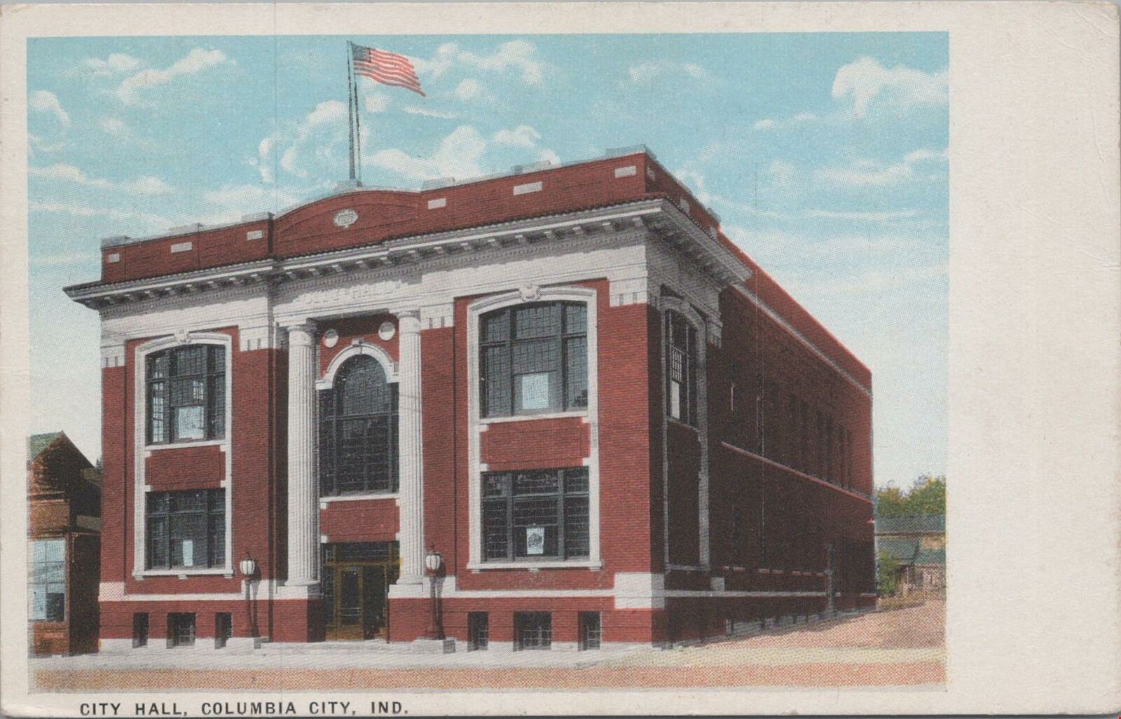 Postcard City Hall Columbia City IN 