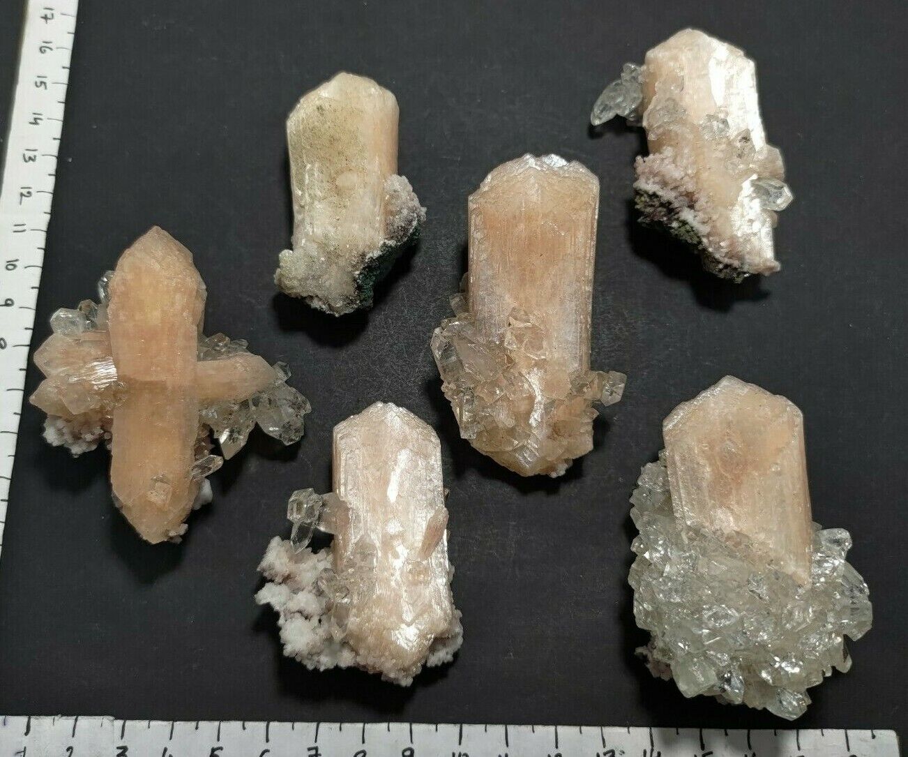 top point apophyllite cluster tips with stilbite on chalcedony crystal lot 1319