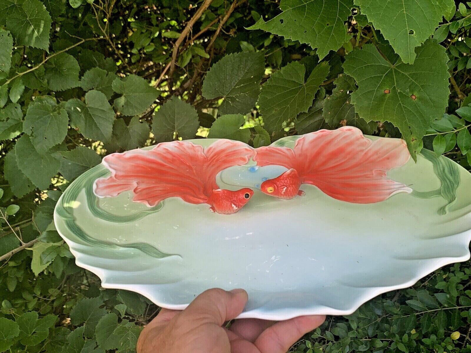 Vintage Jeanne Reed\'s Goldfish Koi Pond Sushi Serving Tray Platter 3D ❤️sj8j5