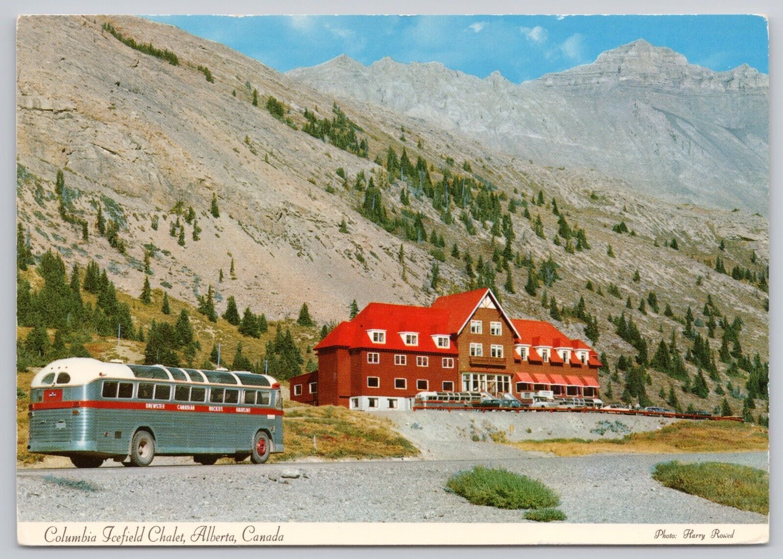 Jasper Alberta Canada, Columbia Icefield Chalet Old Tour Bus, Vintage Postcard