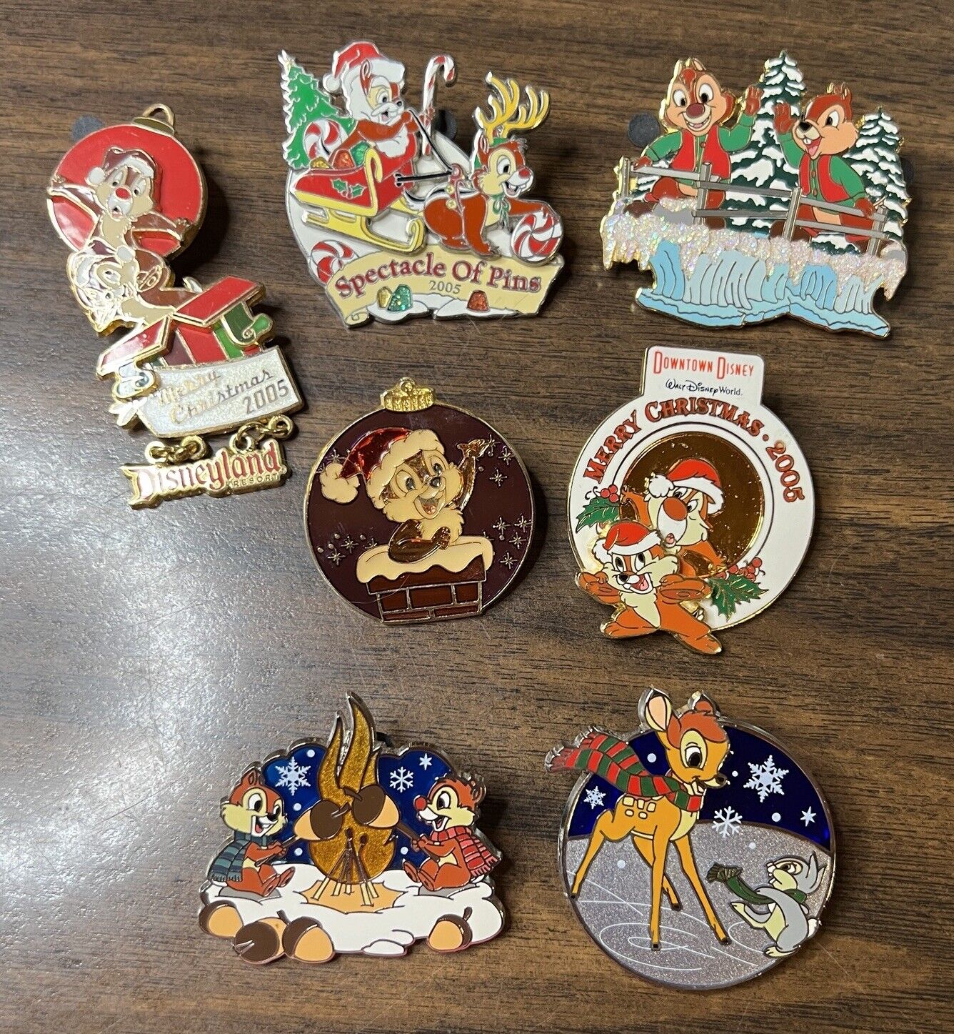 Christmas Disney Lot 7 Pins - Chip and Dale Bambi - LE 1/750 1500 3000 - DL