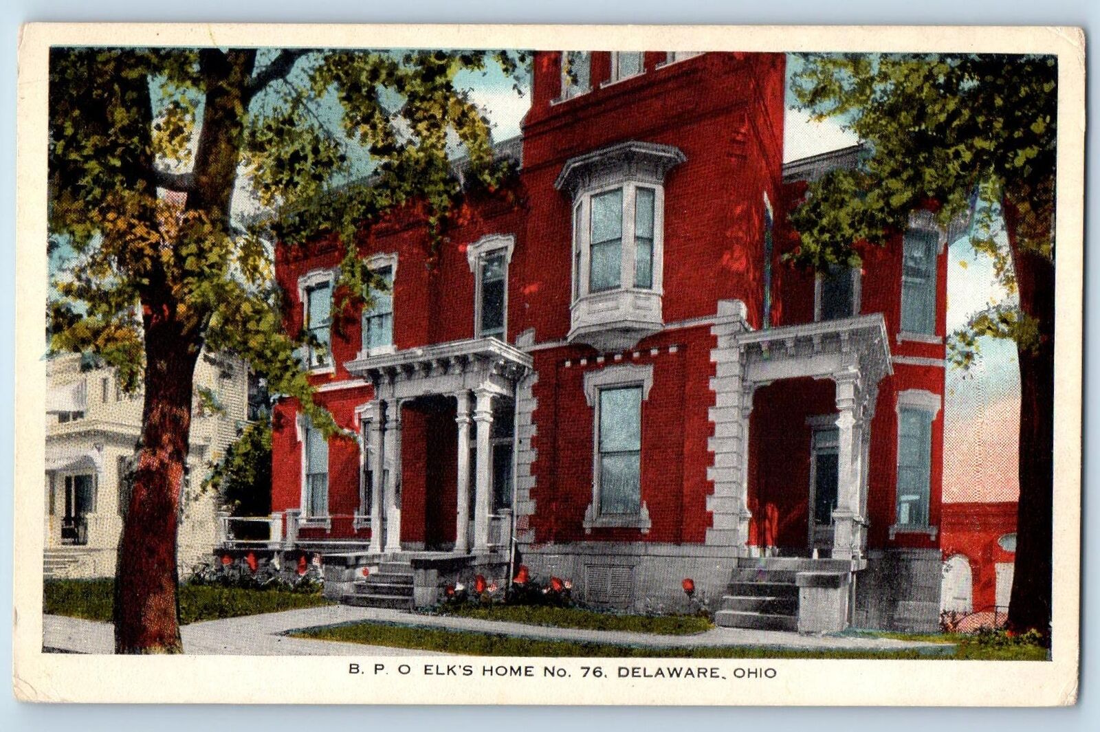 Delaware Ohio OH Postcard BPO Elk\'s Home No. 76 Building Exterior c1910s Antique