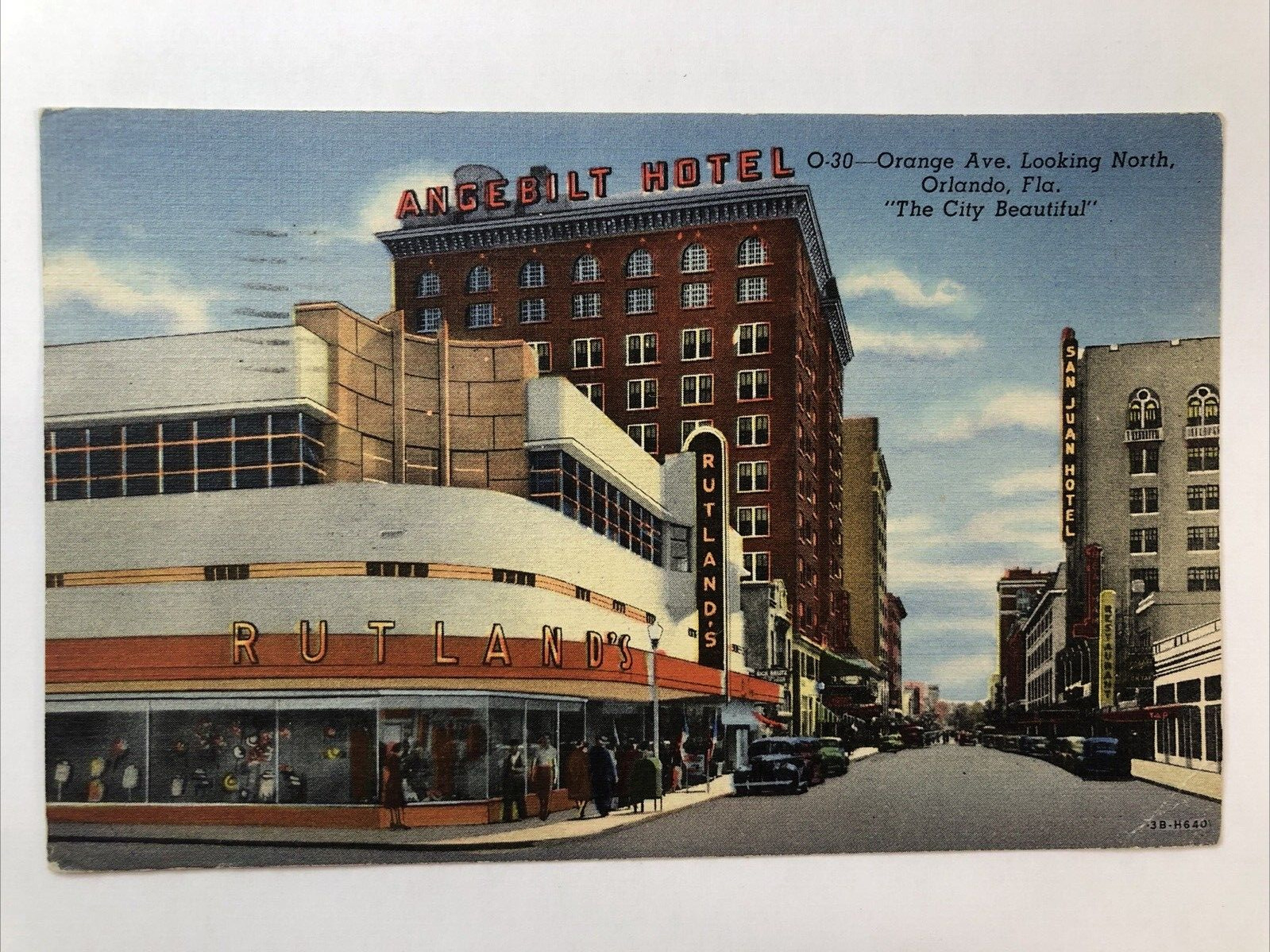 Postcard Orlando Florida Orange Ave Rutlands, Angebilt Hotel Vintage City