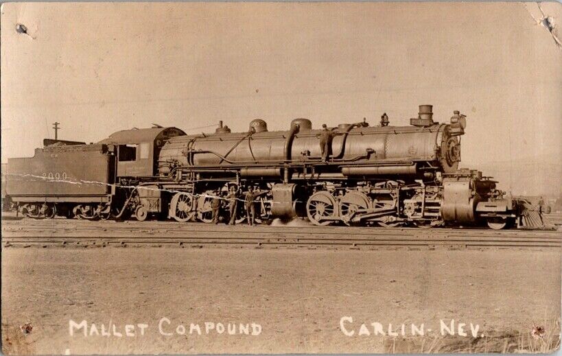 RPPC Postcard Union Pacific Railroad Mallet Compound Carlin NV Nevada 1913 I-746