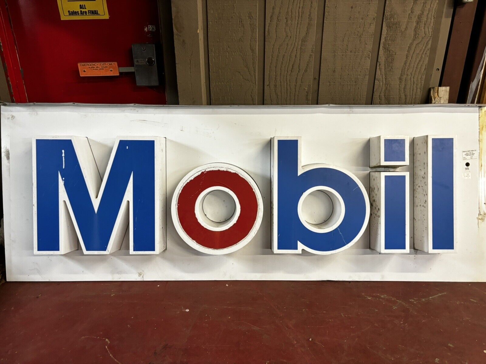 Mobil Block Letters Oil Gas Station Sign All-Original Vintage 3’ x 8’4’