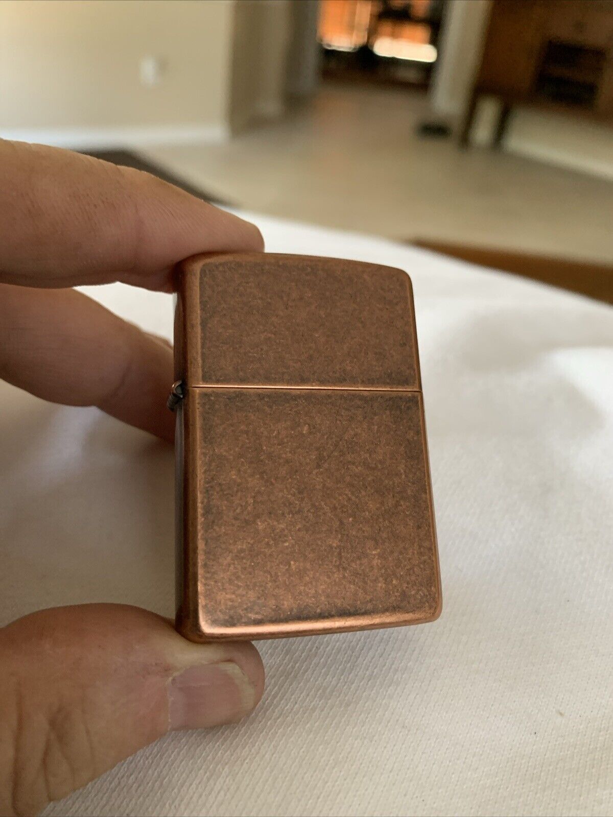 Zippo vintage lighter 1994 brushed copper Has a slight blemish on top of the cap