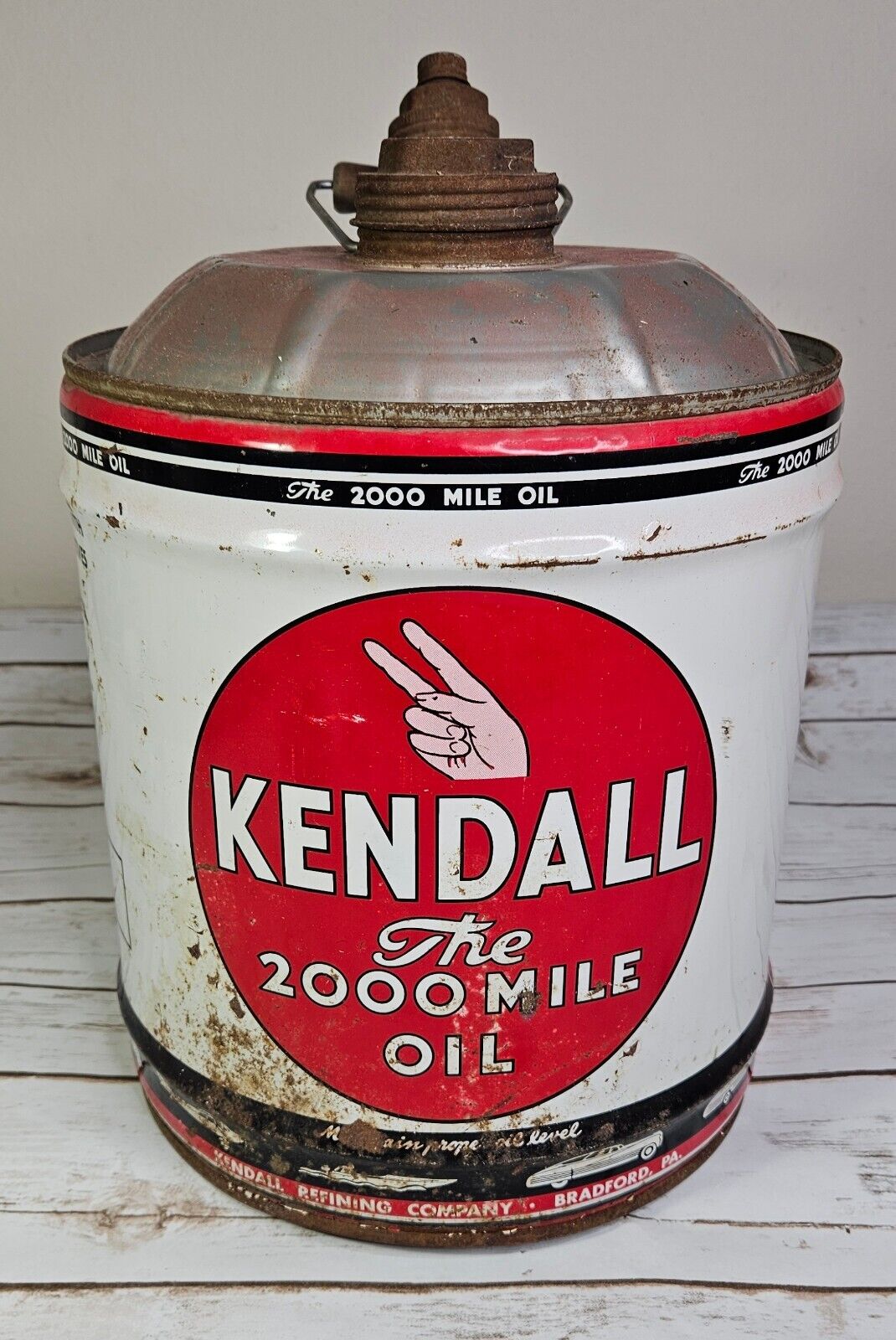 Vintage 5 Gallon Kendall Oil Can