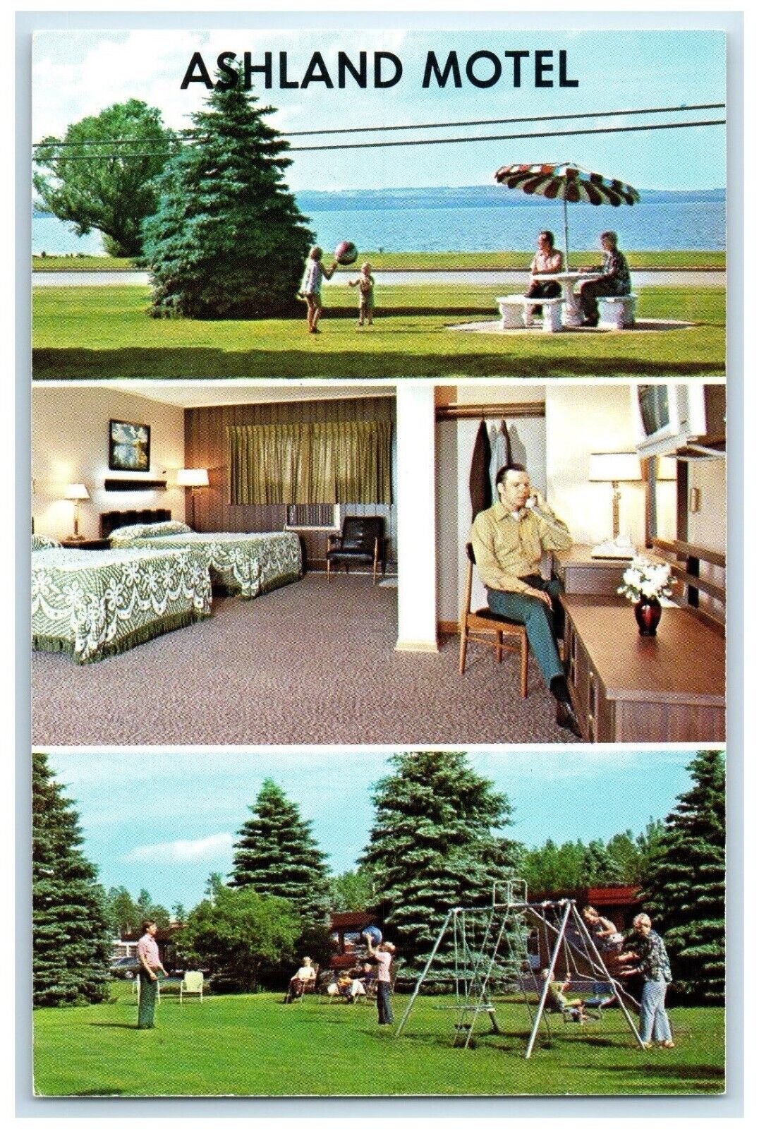 c1960 Ashland Motel West Edge Town Hotel Multiview Ashland Wisconsin WI Postcard