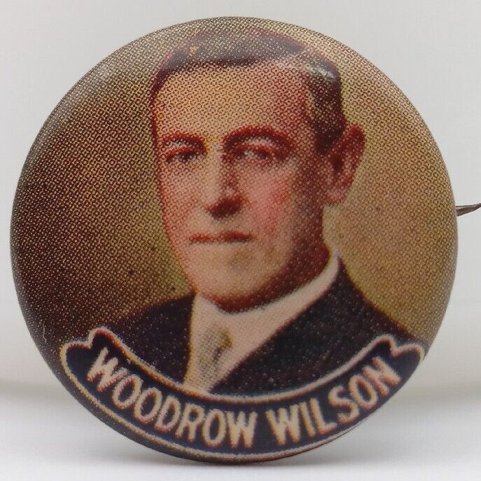 Antique Woodrow Wilson Celluloid Pinback Button 1912 Presidential Pin Badge 7/8\