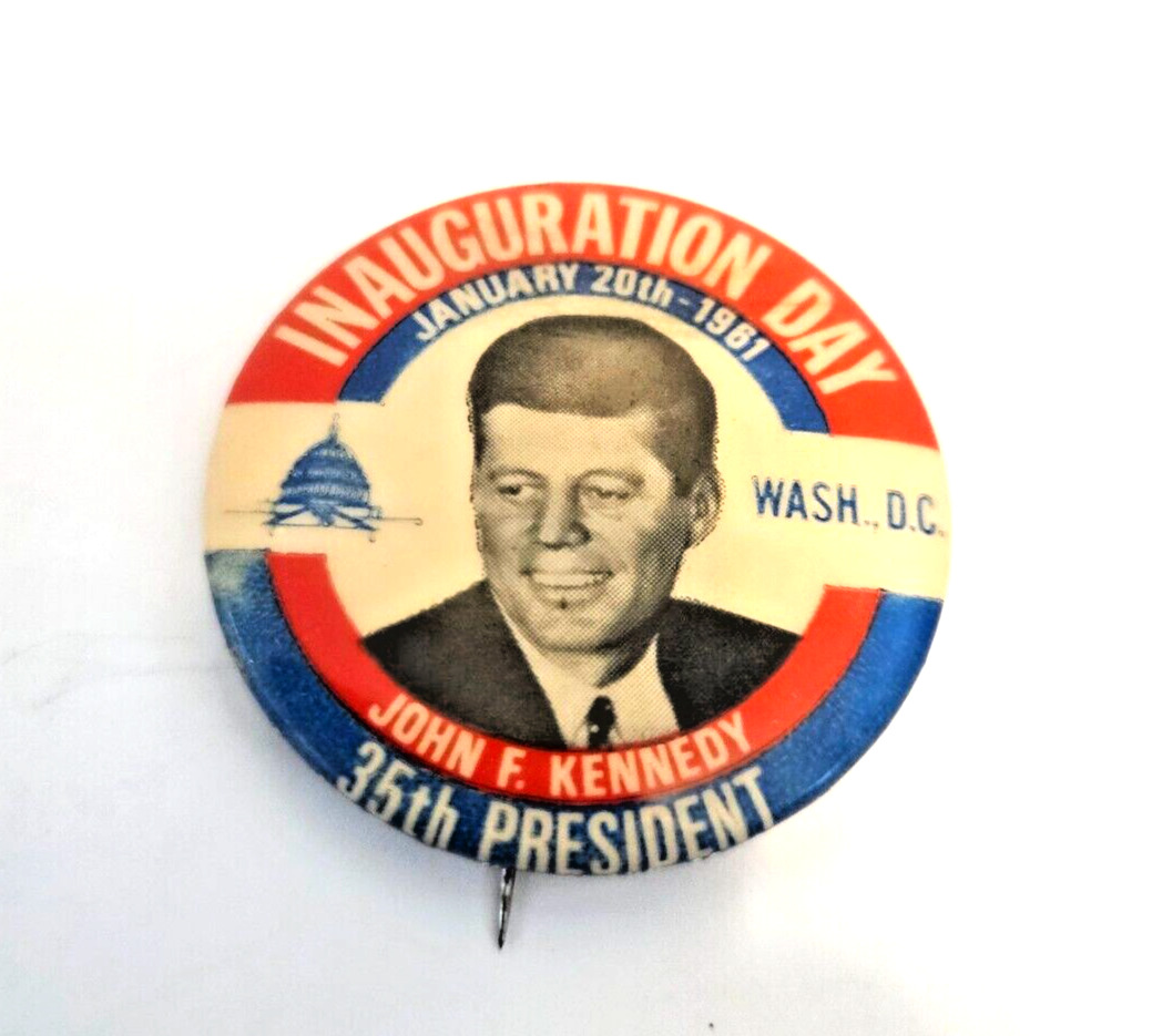 John F Kennedy: 1961 Inauguration Day 35th President Pinback Button