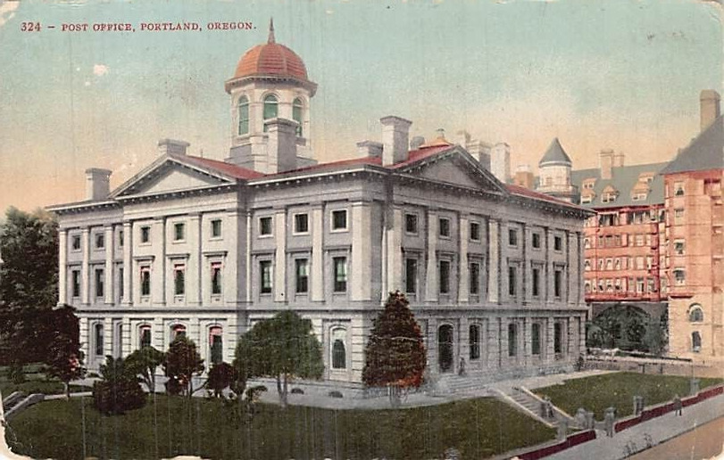 Postcard OR: Post Office, Portland, Oregon, Antique DB Posted 1908