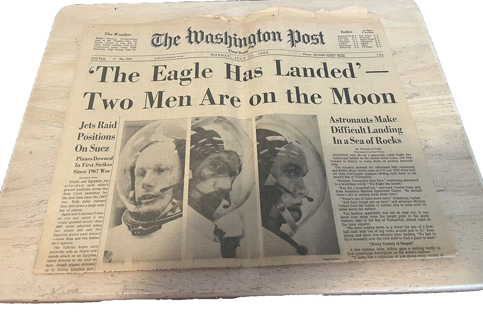 The Washington Post July 21, 1969 The Eagle has landed Newspaper Pages missing