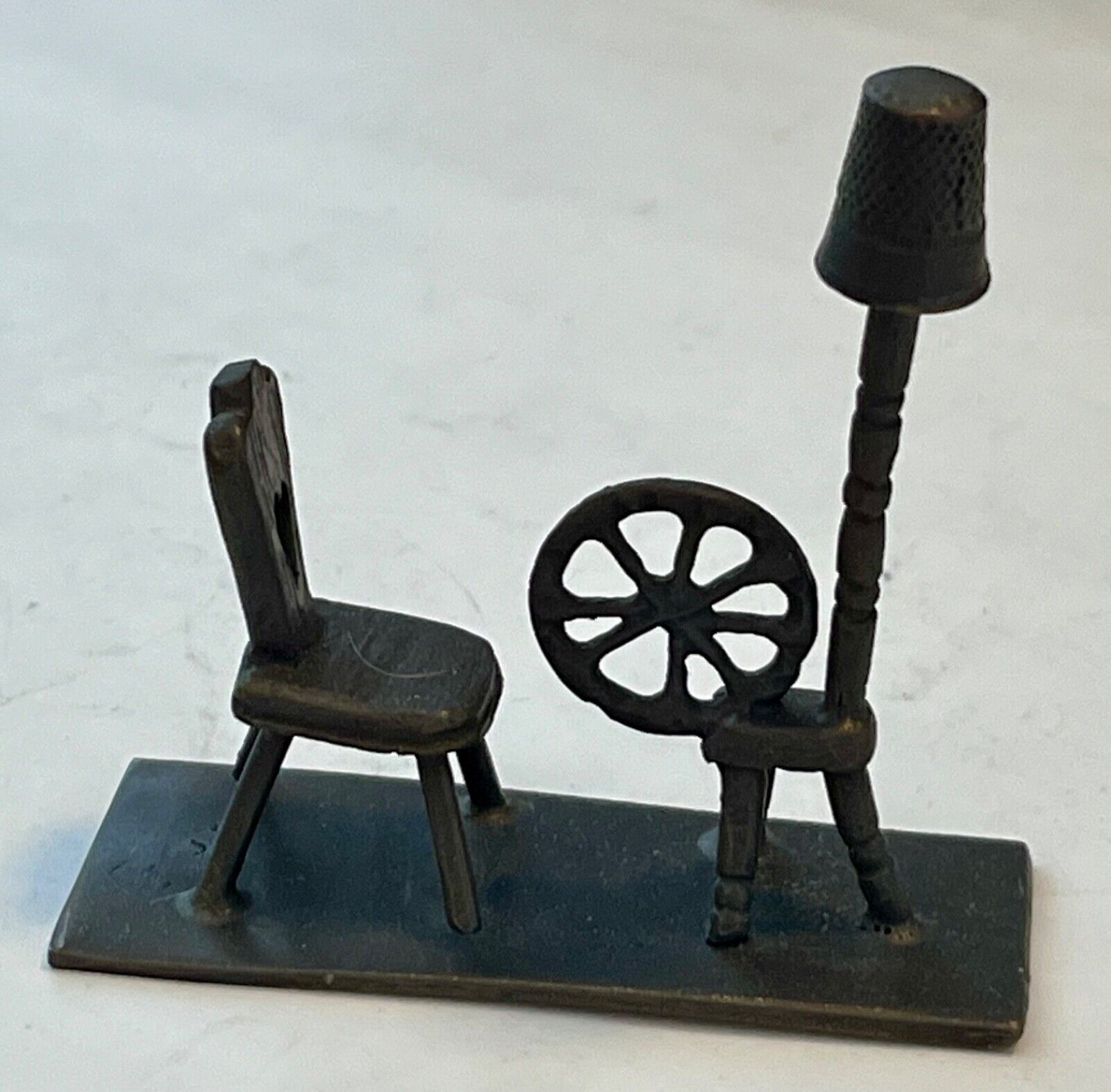 Heirloom Edition Redl Factory Vienna Bronze Chair, Spinning Wheel Thimble Holder