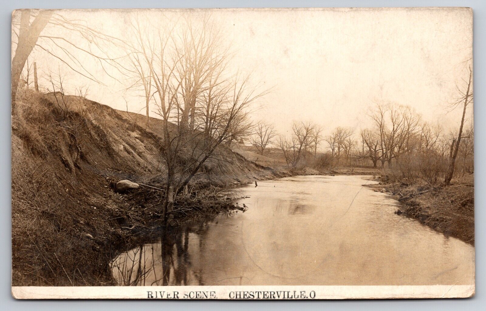 River Scene Chesterville Ohio OH Morrow County 1909 Real Photo RPPC