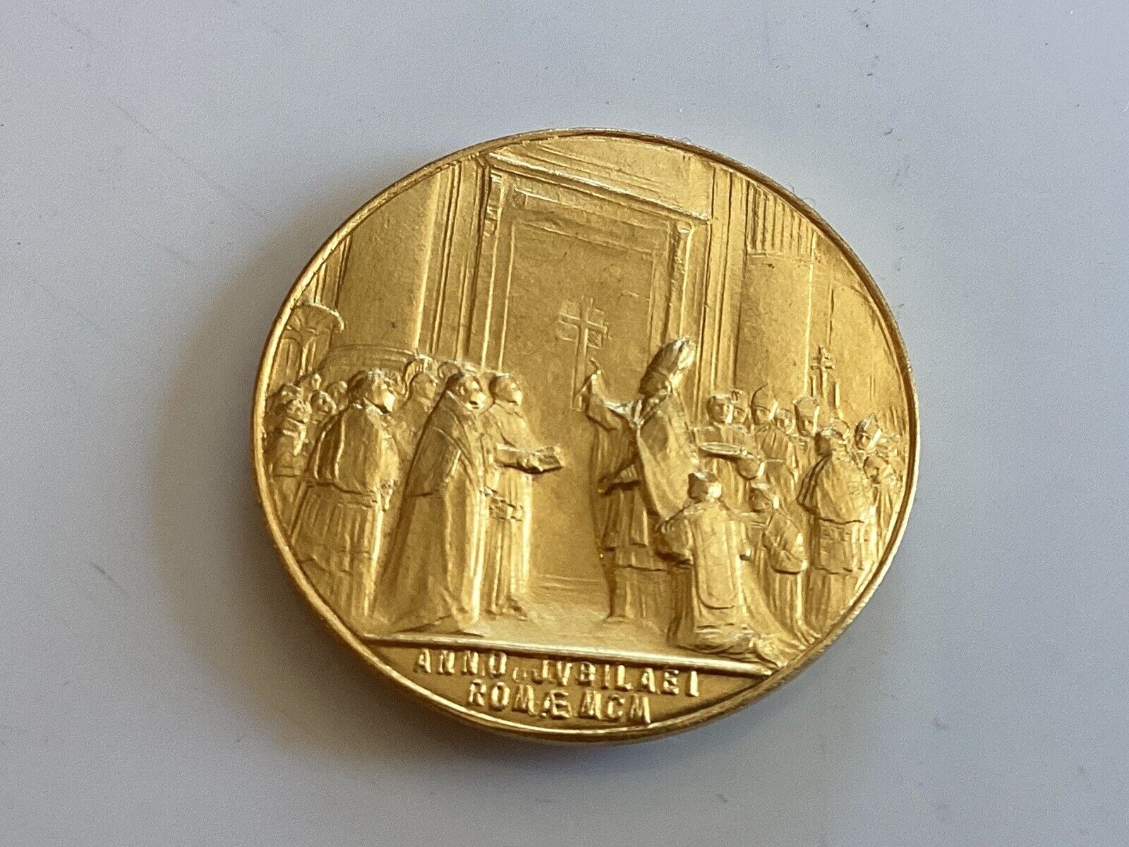 Pope Leo XIII Pont Max Anno JVBILAEI Rome MCM (1900) Gold Tone Medal