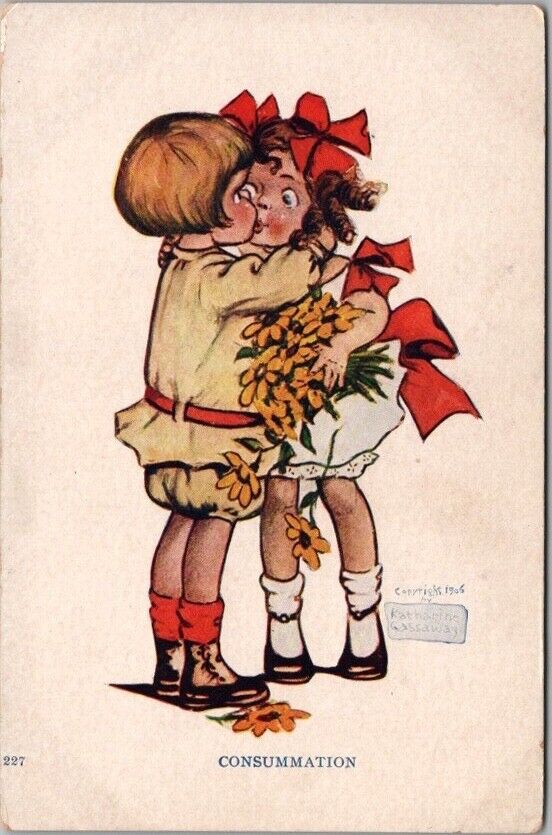 c1906 Artist-Signed KATHARINE GASSAWAY Postcard KISS 