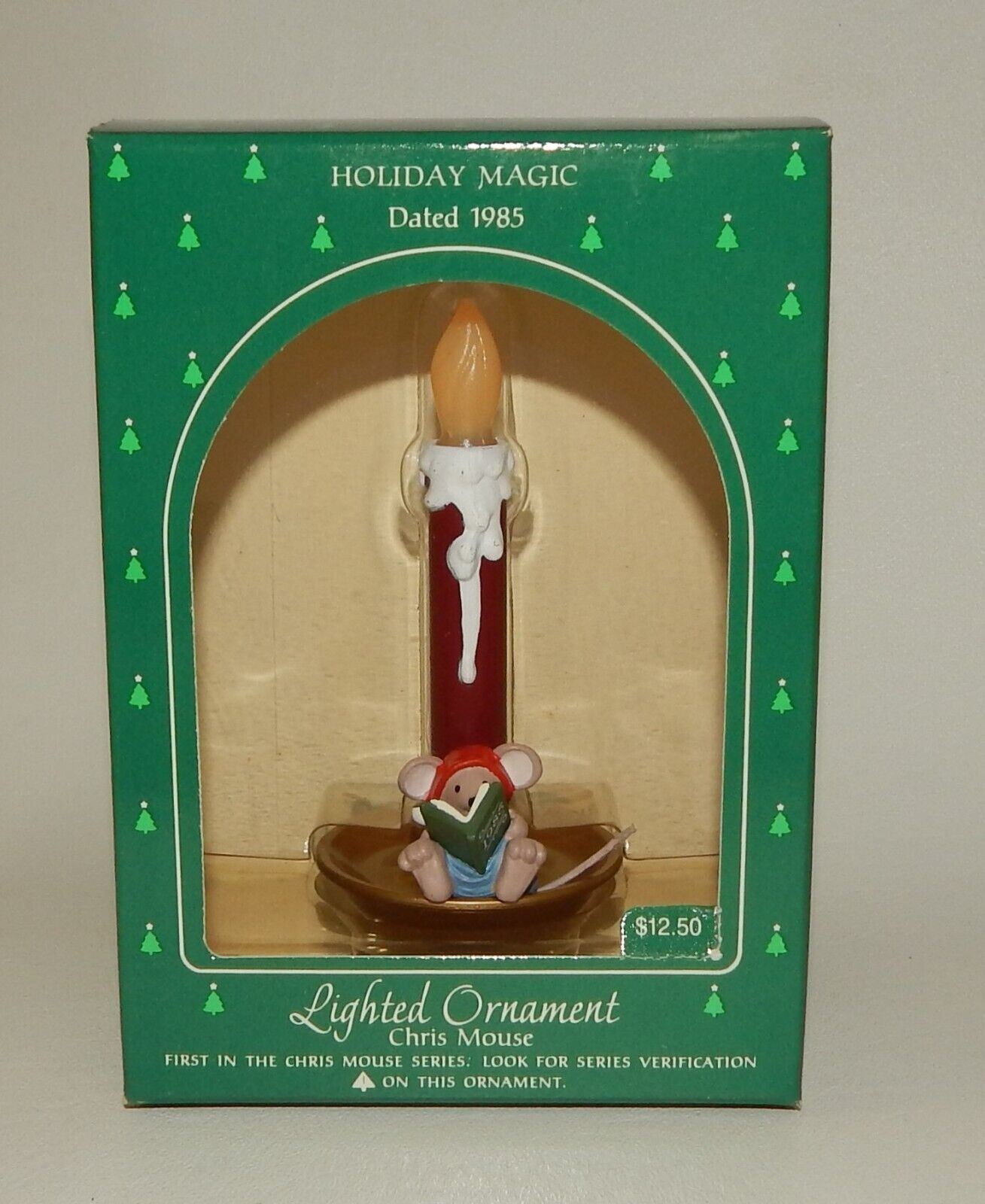 Vintage Hallmark Christmas Ornament Chris Mouse Lighted Candle 1st in Series MIB