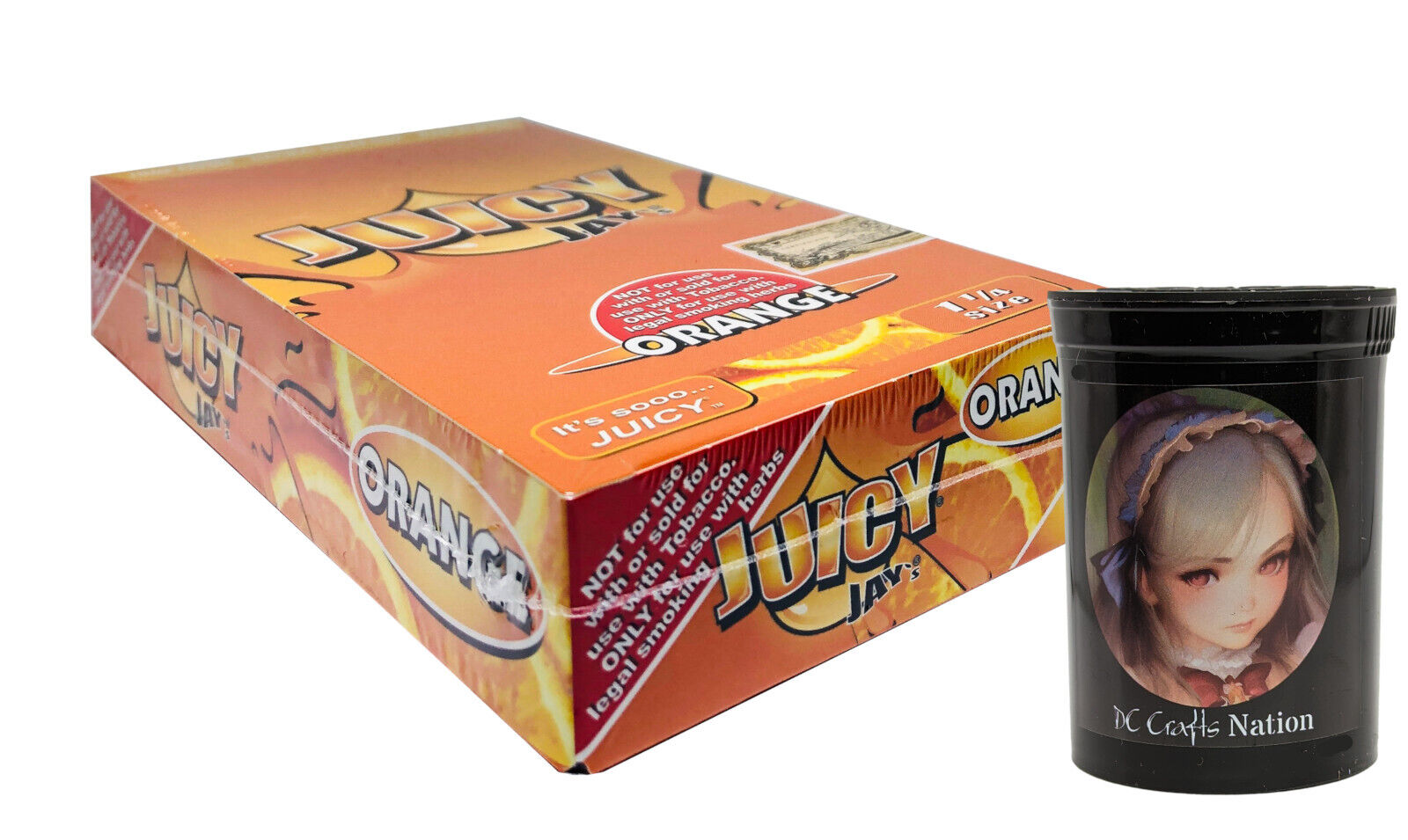 Juicy Jay\'s Orange Papers 1.25 Box & Child Resistant Fresh Kettle