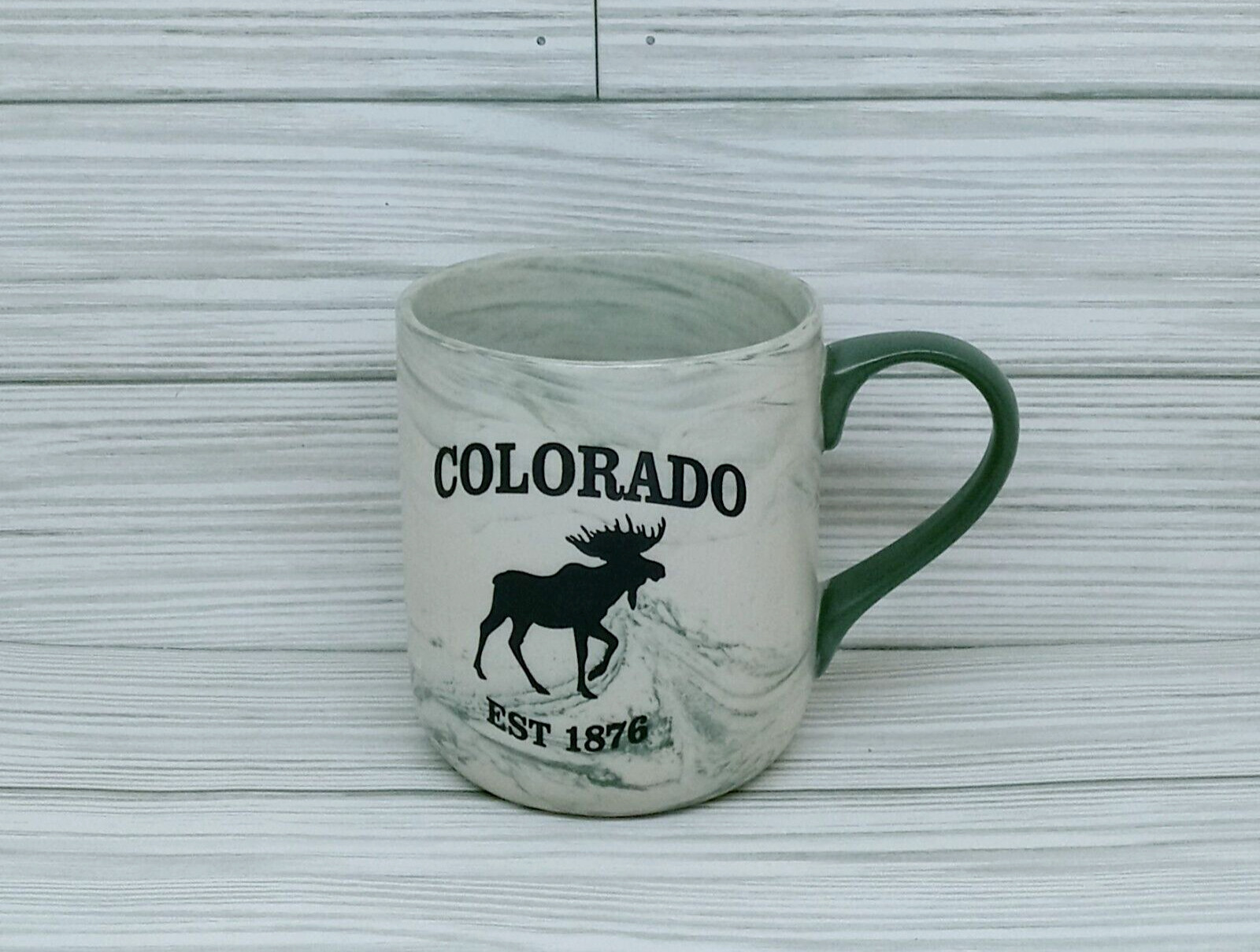 Colorado Est 1876 Marble Green Pattern Coffee Mug Cup 16 oz